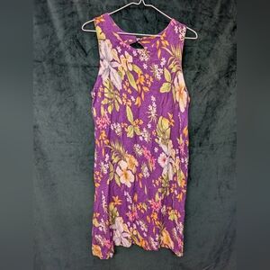 Vintage Floral Purple Sleeveless Aloha Dress